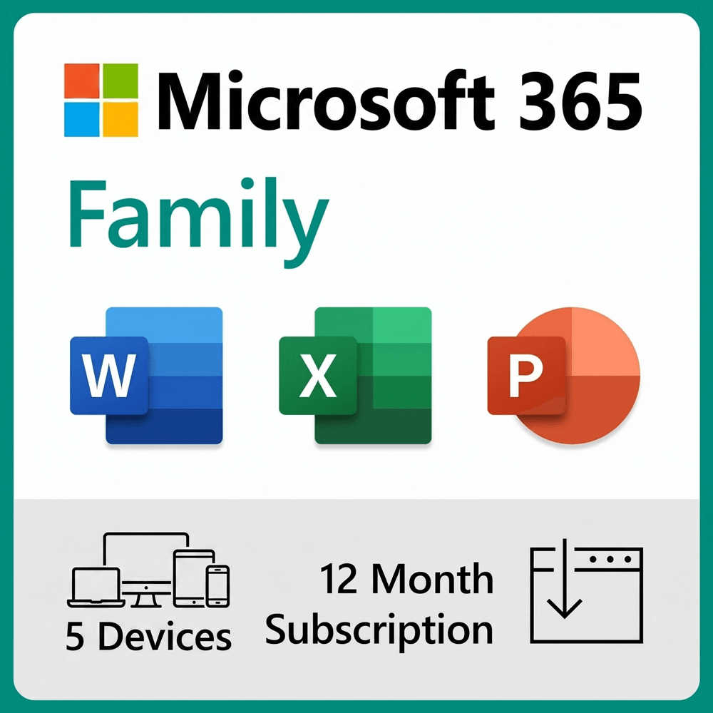 Microsoft 365 Family — 1-Year Subscription, 5 Devices